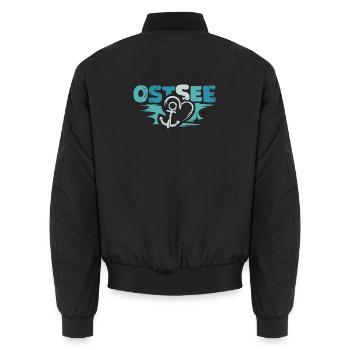 Ancre baltique rétro amour coeur logo symbole vintage - Bomber unisexe - noir - Dos - AI Model Male 185 light (185cm)