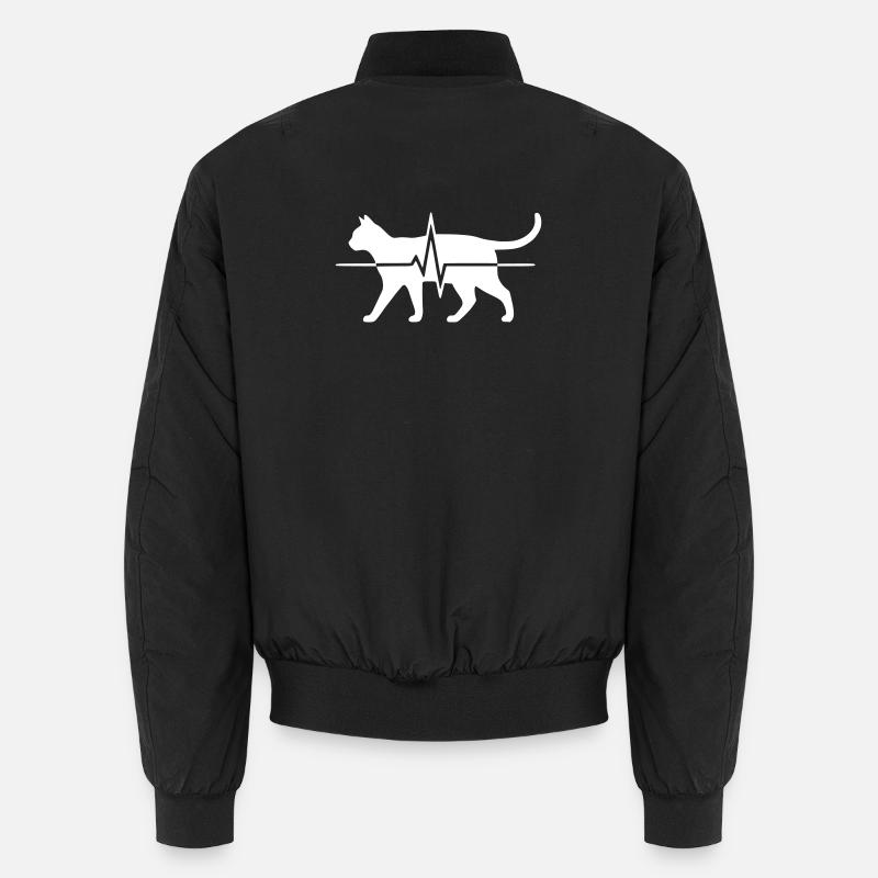 Cat Heartbeat ECG Line Clean Vector Unisex Bomber Jacket
