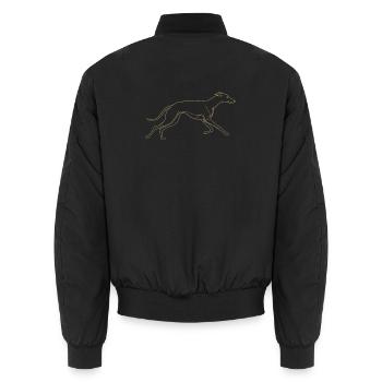 Minimalistische Windhund Silhouette Linienkunst - Unisex Bomberjacke - Schwarz - Hinten - AI Model Male 185 light (185cm)