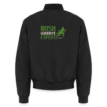 Irish Goodbye Expert St. Patrick's St. Paddys - Unisex Bomber Jacket - black - Back - AI Model Male 185 light (185cm)