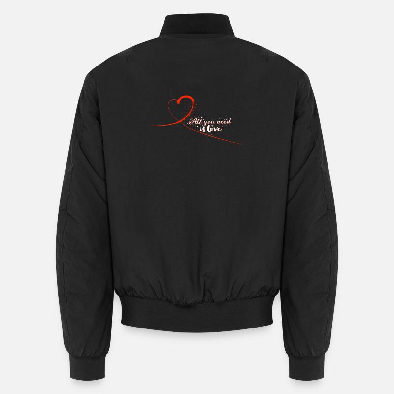 Love_Heart_Brush_Script_Illustration - Bomber unisexe - noir