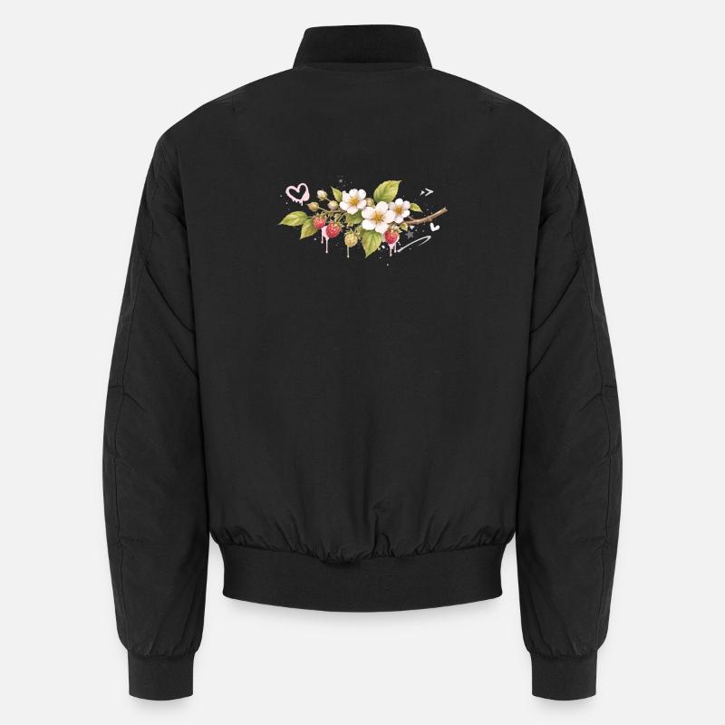 Branche de framboise avec fleurs style graffiti Bomber unisexe