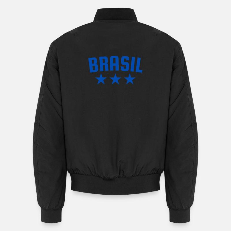 Brazil 3 Star Design Blue Unisex Bomber Jacket