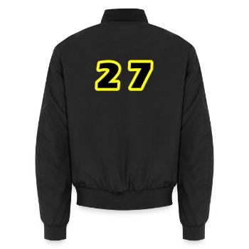 27 Number Symbol - Unisex Bomber Jacket - black - Back - AI Model Male 185 light (185cm)
