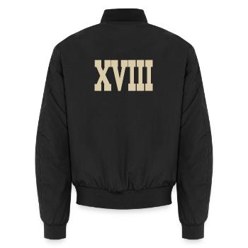 Roman numerals - Unisex Bomber Jacket - black - Back - AI Model Male 185 light (185cm)