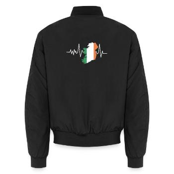 Herzschlag Irland Flagge - Unisex Bomberjacke - Schwarz - Hinten - AI Model Male 185 light (185cm)