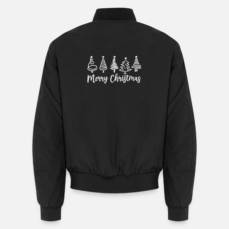 Merry Christmas Tree Sketches Unisex Bomber Jacket