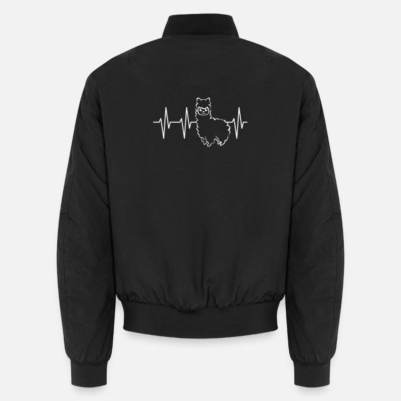 pulse heartbeat alpaca ekg alpacas cute animals Unisex Bomber Jacket