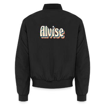 Alvise retro t-shirt vintage t-shirt gift idea - Unisex Bomber Jacket - black - Back - AI Model Male 185 light (185cm)