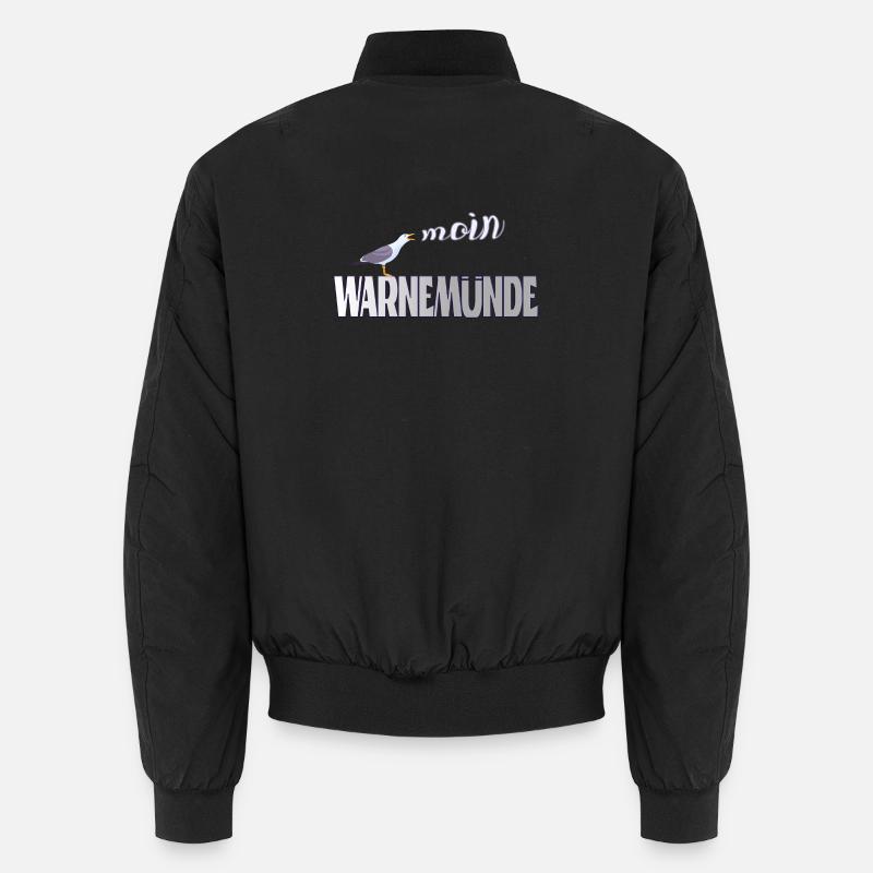 Warnemünde Möwe mit Moin Ostee - Unisex Bomberjacke - Schwarz