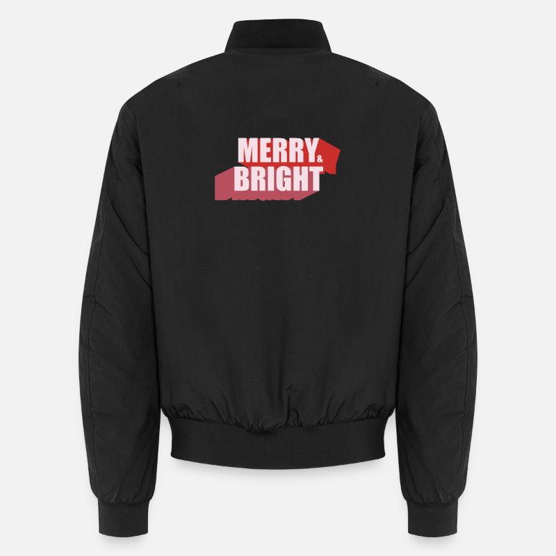 Merry and Bright Retro Christmas - Unisex Bomber Jacket - black