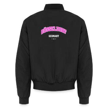 Düsseldorf City Flair Pink Arc - Unisex Bomber Jacket - black - Back - AI Model Male 185 light (185cm)