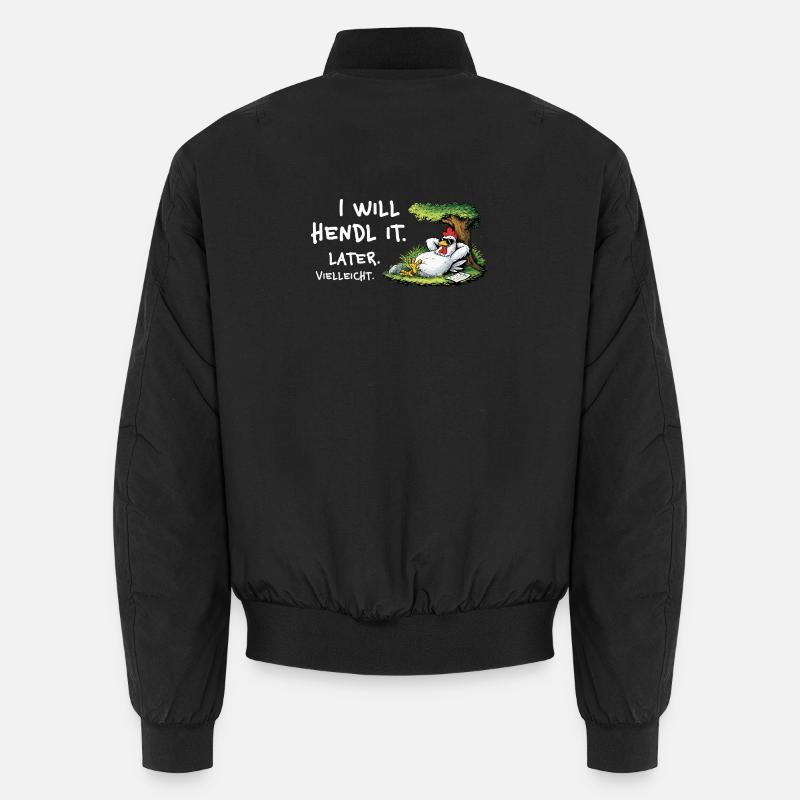 Chicken Procrastination Cartoon - Unisex Bomber Jacket - black