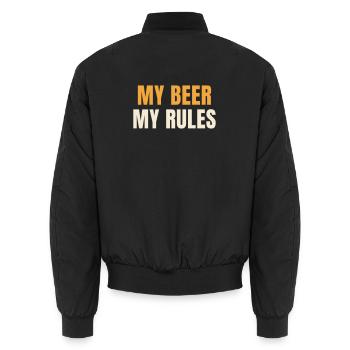 My Beer My Rules lustiger Bier Spruch Shirt - Unisex Bomberjacke - Schwarz - Hinten - AI Model Male 185 light (185cm)