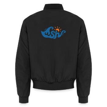 Windsurfing Blue Wave 40th Anniversary - Unisex Bomber Jacket - black - Back - AI Model Male 185 light (185cm)