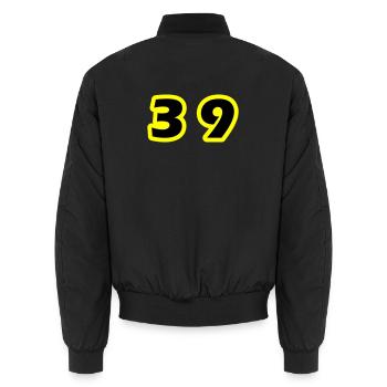 39 Zahl symbol - Unisex Bomberjacke - Schwarz - Hinten - AI Model Male 185 light (185cm)