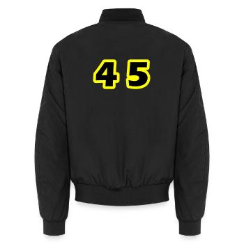 45 Number symbol - Unisex Bomber Jacket - black - Back - AI Model Male 185 light (185cm)