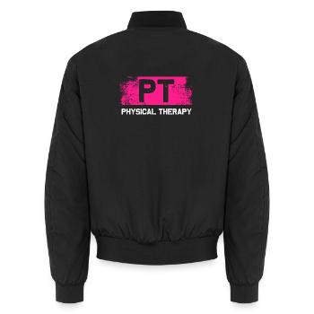 Thysical therapy PT Physiotherapie Physiotherapeut - Unisex Bomberjacke - Schwarz - Hinten - AI Model Male 185 light (185cm)