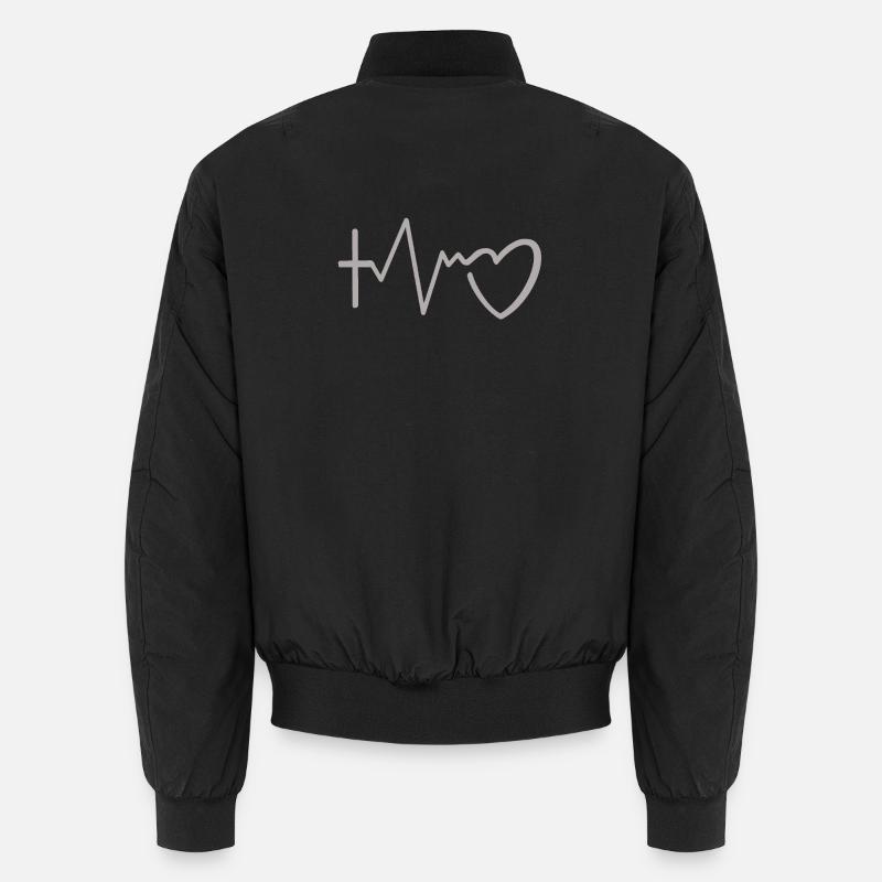 Heartbeat Lineart - Unisex Bomber Jacket - black