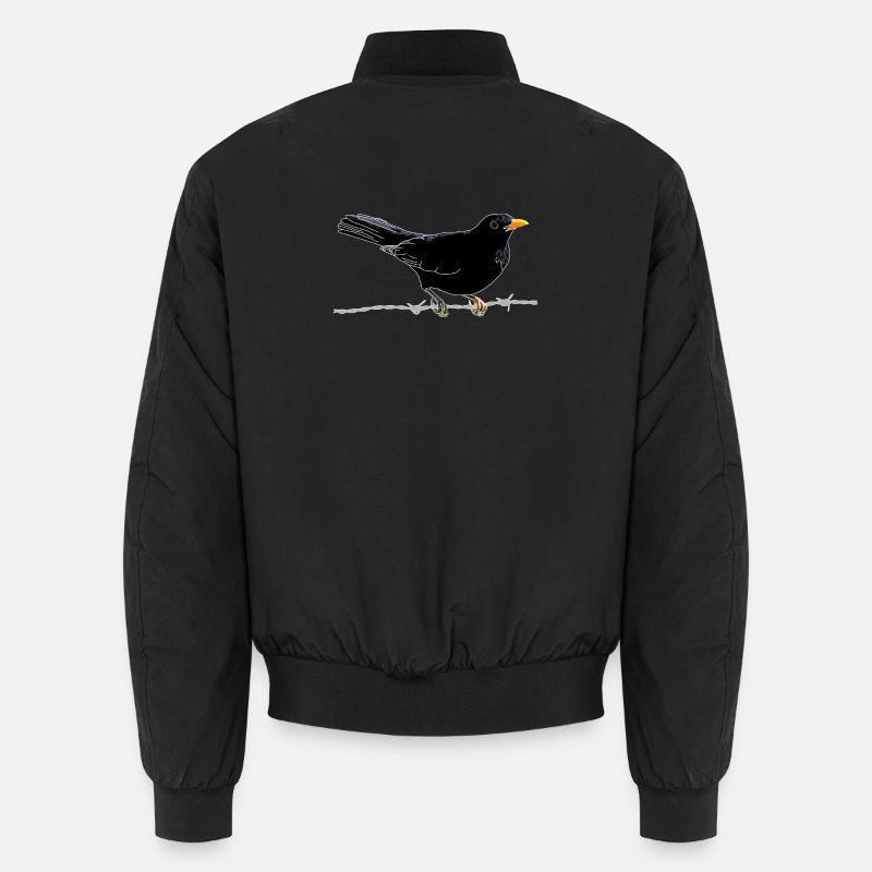 Blackbird on barbed wire - Unisex Bomber Jacket - black