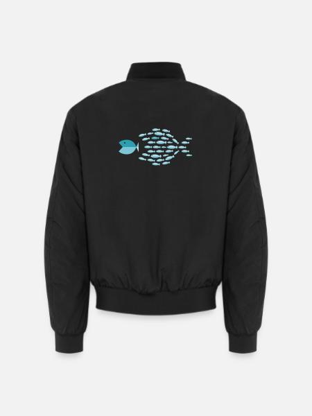 Blue School Silhouette - kleine Fische fressen große Fische - Unisex Bomberjacke - Schwarz