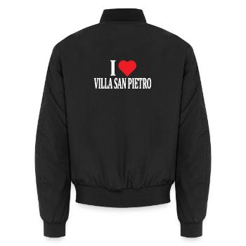 T-Shirt Io amo Villa San Pietro Sardinien - Unisex Bomberjacke - Schwarz - Hinten - AI Model Male 185 light (185cm)