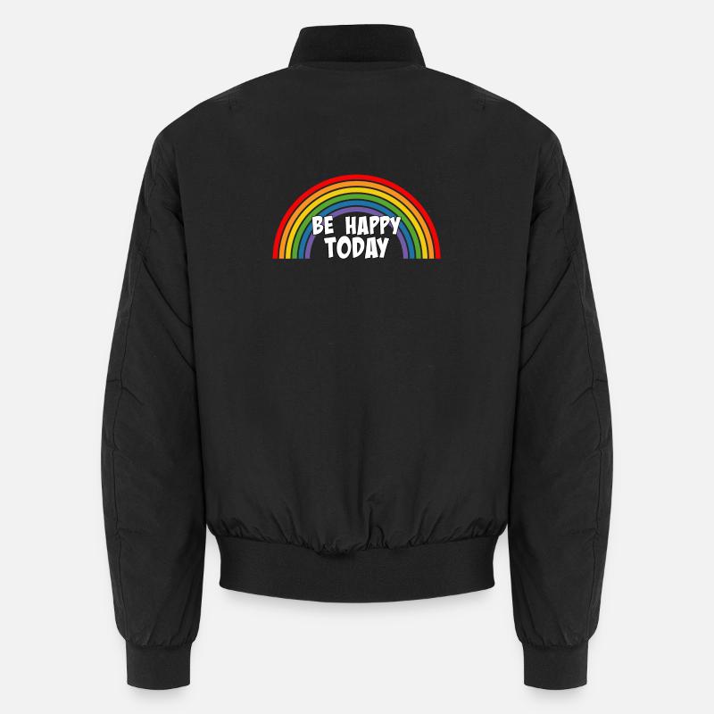 Regenbogen be happy today white - Unisex Bomberjacke - Schwarz