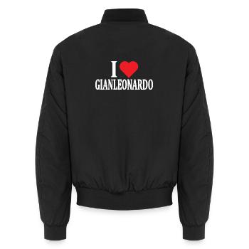 t-shirt J’adore Gianleonardo idée cadeau t-shirt - Bomber unisexe - noir - Dos - AI Model Male 185 light (185cm)