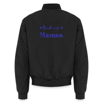 MAMAN. FÊTE DES MÈRES. BONNE FÊTE MAMAN. JE T'AIME - Bomber unisexe - noir - Dos - AI Model Male 185 light (185cm)
