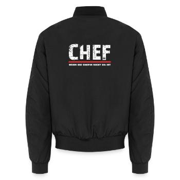 CHEF wenn die Chefin nicht da ist Spruch - Unisex Bomberjacke - Schwarz - Hinten - AI Model Male 185 light (185cm)