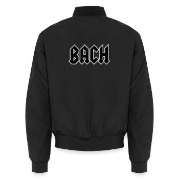 BACH Classical Music Humor T Shirt - Unisex Bomber Jacket - black - Back - AI Model Male 185 light (185cm)