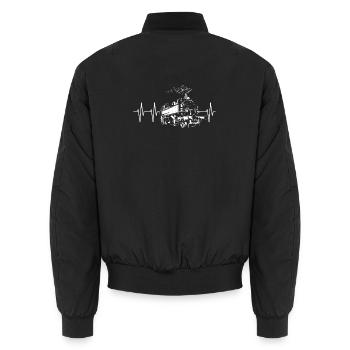 Locomotive heartbeat railroad train old retro vintage - Unisex Bomber Jacket - black - Back - AI Model Male 185 light (185cm)
