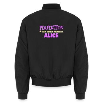Vorname Alice - Unisex Bomberjacke - Schwarz - Hinten - AI Model Male 185 light (185cm)