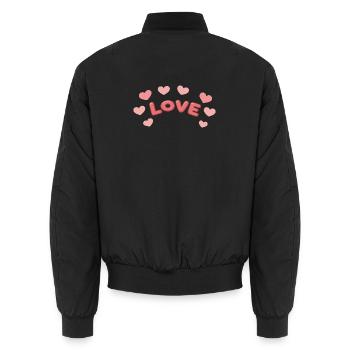 Love 3D Letters and Hearts - Unisex Bomber Jacket - black - Back - AI Model Male 185 light (185cm)