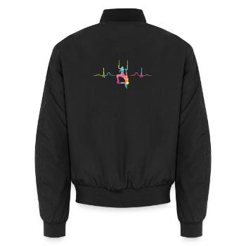Aerialist Hearbeat EKG Cloud Swing Trapez - Unisex Bomberjacke - Schwarz - Hinten - AI Model Male 185 light (185cm)