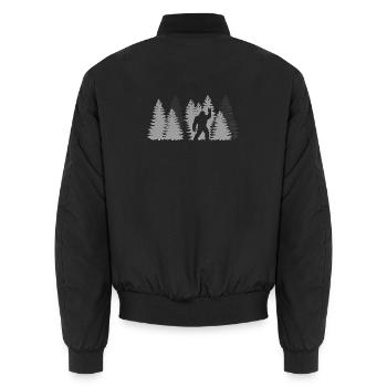 Rocher de Bigfoot sur la forêt de yétis du signe Sasquatch - Bomber unisexe - noir - Dos - AI Model Male 185 light (185cm)