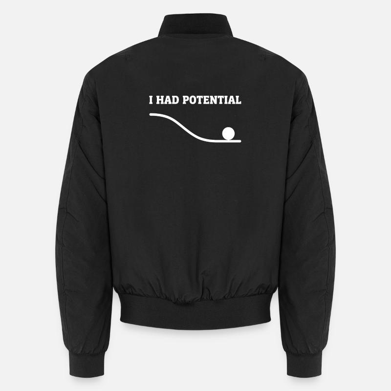 Physics Joke Potential Energy Humor Science Pun Unisex Bomber Jacket