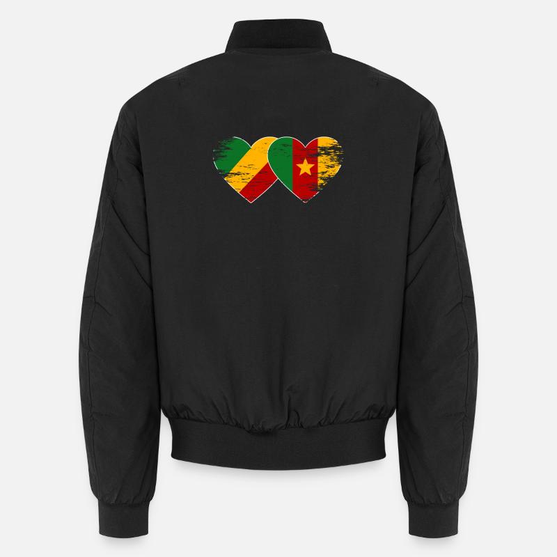 Kongo_Kamerun_Flagge_Herz_used Unisex Bomber Jacket