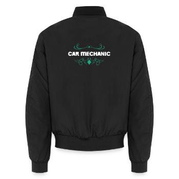 Car Mechanic Ornament - Unisex Bomber Jacket - black - Back - AI Model Male 185 light (185cm)