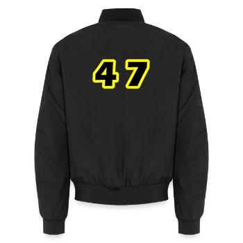 47 Zahl symbol - Unisex Bomberjacke - Schwarz - Hinten - AI Model Male 185 light (185cm)
