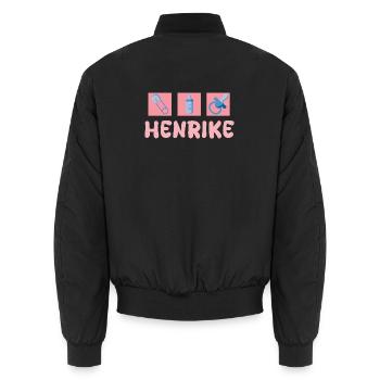 Gift for Henrike - Unisex Bomber Jacket - black - Back - AI Model Male 185 light (185cm)