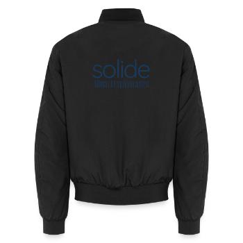 Solide Allmachtsphantasien – Typografie Design - Unisex Bomberjacke - Schwarz - Hinten - AI Model Male 185 light (185cm)