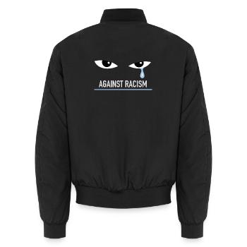 AGAINST RACISM - The Blue Tear - Unisex Bomber Jacket - black - Back - AI Model Male 185 light (185cm)