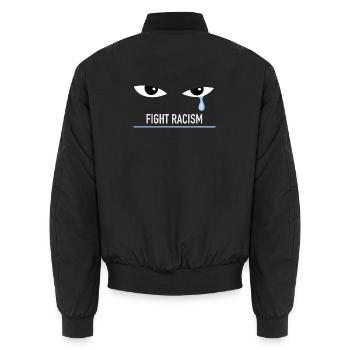FIGHT RACISM - The Blue Tear - Unisex Bomberjacke - Schwarz - Hinten - AI Model Male 185 light (185cm)