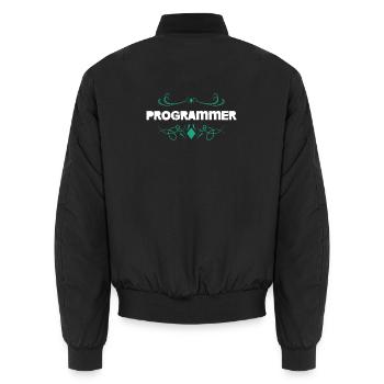 Programmierer Ornament Typografie Shirt - Unisex Bomberjacke - Schwarz - Hinten - AI Model Male 185 light (185cm)