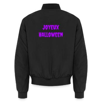 HALLOWEEN. KÜRBIS. HALLOWEEN-KÜRBIS. ANGST - Unisex Bomberjacke - Schwarz - Hinten - AI Model Male 185 light (185cm)
