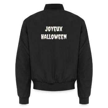 HALLOWEEN. KÜRBIS. HALLOWEEN KÜRBIS - Unisex Bomberjacke - Schwarz - Hinten - AI Model Male 185 light (185cm)