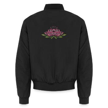 Große Lotusblüte mit Farbeffekten. Yoga, Wellness - Unisex Bomberjacke - Schwarz - Hinten - AI Model Male 185 light (185cm)