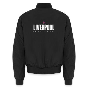 Liverpool Fetter Blocktext - Unisex Bomberjacke - Schwarz - Hinten - AI Model Male 185 light (185cm)