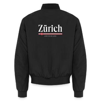 Zurich, Suisse - Bomber unisexe - noir - Dos - AI Model Male 185 light (185cm)